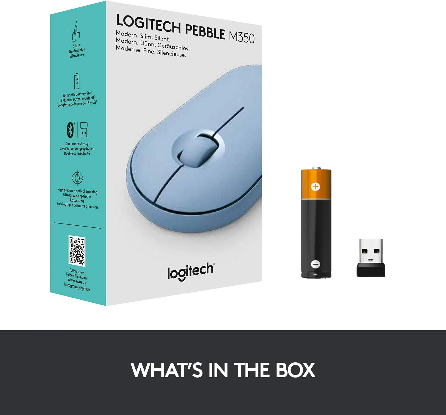 Logitech Pebble M350 Wireless Mouse with Bluetooth or USB - Silent Logitech Pebble M350 Wireless Mouse with Bluetooth or USB - Silent